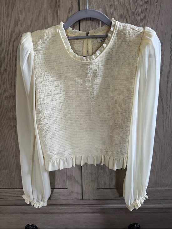 Wilfred Tops - Women's Pale Yellow Ruffle Trim Long-Sleeve Top